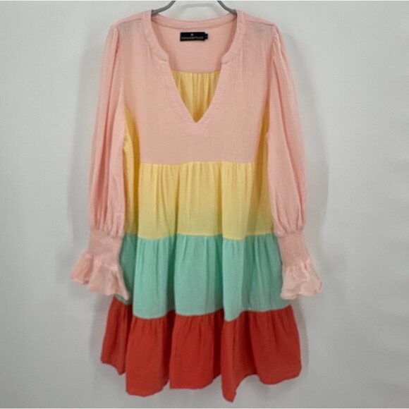 Pomander Place by Tuckernuck Sorbet Gauze Kenzo Dress Mini Dress sz XL NWOT - Picture 1 of 8